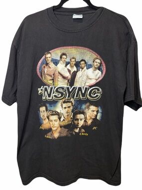 *NSYNC VINTAGE Bye Bye Bye Tour Concert Tee Black Cotton size XL
